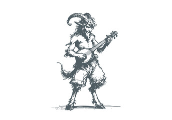 Faun Satyr hand drawn sketch vector