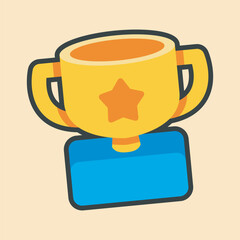golden cup with outline flat vector design.