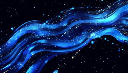 Blue cosmic wave, starlight background, digital art, website header