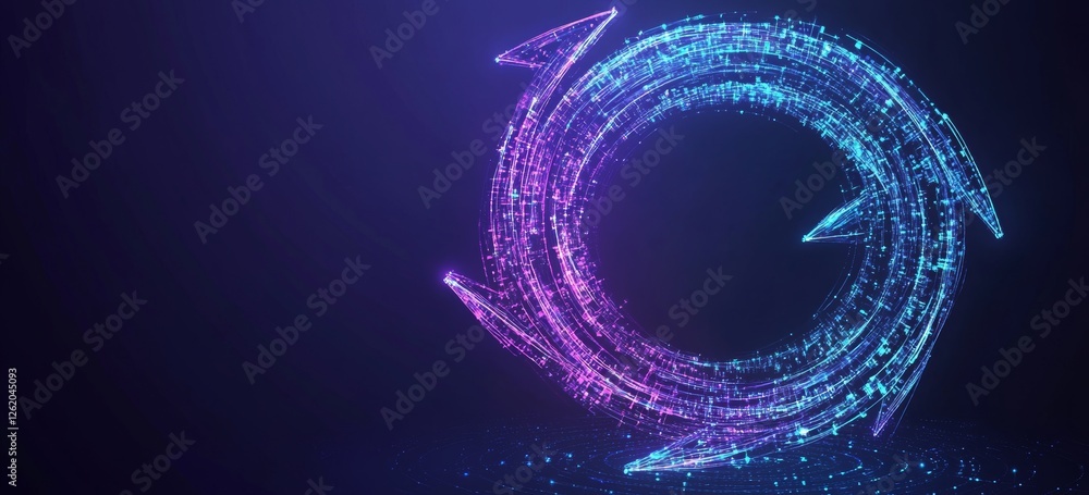 Poster visual depiction of hi-tech computer and digital technology with an abstract background comprised of