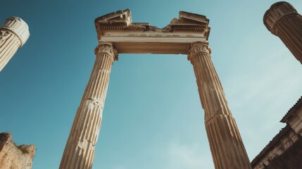 Ancient Roman ruins under a clear sky