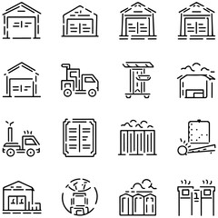 Storage and logistics line icons collection...............................
