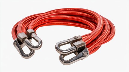 Fototapeta premium Vibrant red bungee cords showcase durability and flexibility. Ideal for securing items during transport. Essential for outdoor activities and home projects. Generative AI.