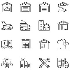 Storage and logistics line icons collection.......................