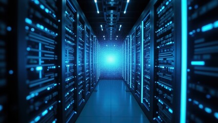 Obraz premium Quantum decoherence explained through advanced measurement techniques in a high-tech server environment