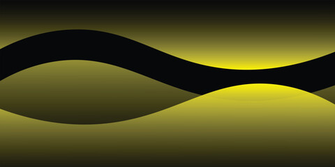 Vector yellow line background curve element with black space for text and message design, overlapping layers,