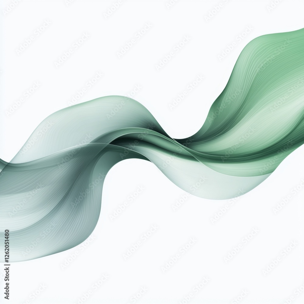 Sticker soft flowing abstract waves in gentle green and pale aqua colors creating a tranquil and serene aest