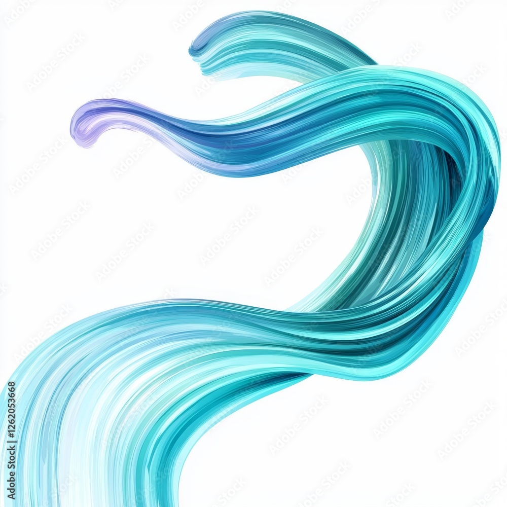 Poster flowing abstract blue and green waves with smooth curves and dynamic movement capturing the essence 