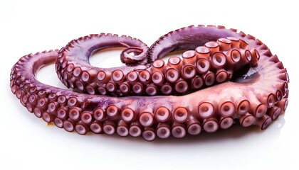 Purple tentacles of octopus isolated on white background