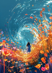 Obraz premium Magical journey through a swirling floral vortex 