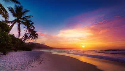 sunset on the beach with colorful sky