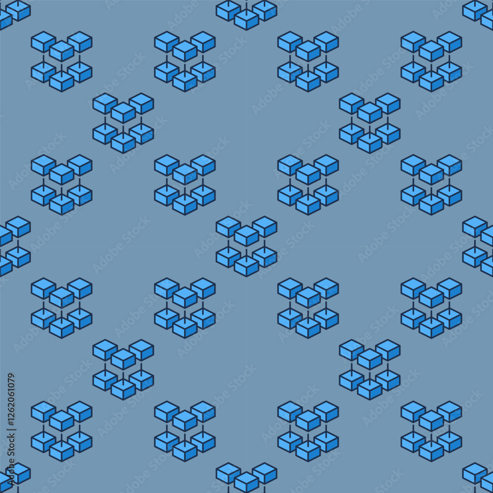 Aufkleber blockchain vector blue seamless pattern - block chain technology colored background