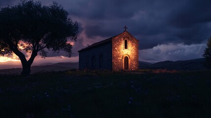 Detail of the Renaissance Vitaleta Chapel in Tuscany's Val d'Orcia
