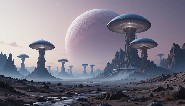 Exploring a Strange Planet: Towering Luminescent Fungi Landscape