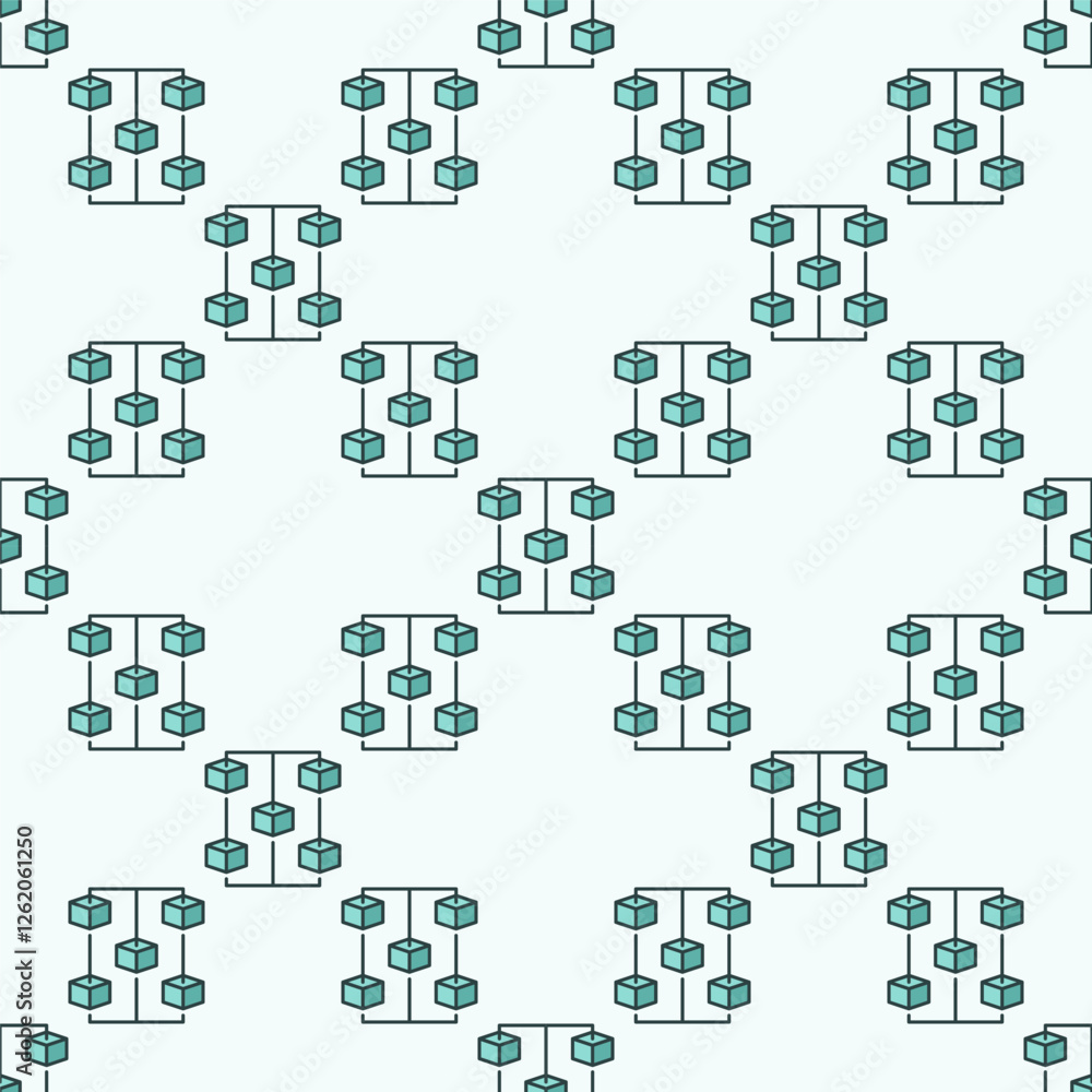 Poster blockchain vector blue seamless pattern - block chain modern background