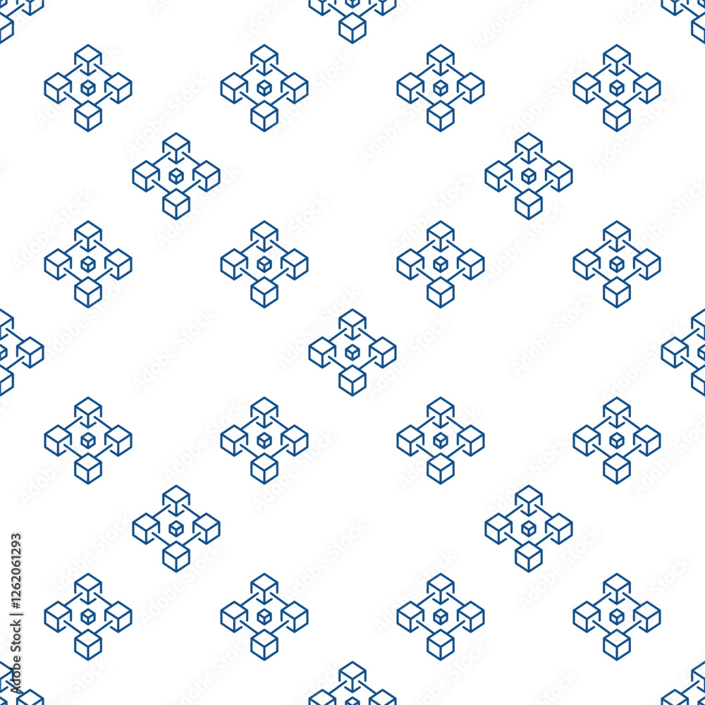 Poster block chain vector line seamless pattern or cryptocurrency background