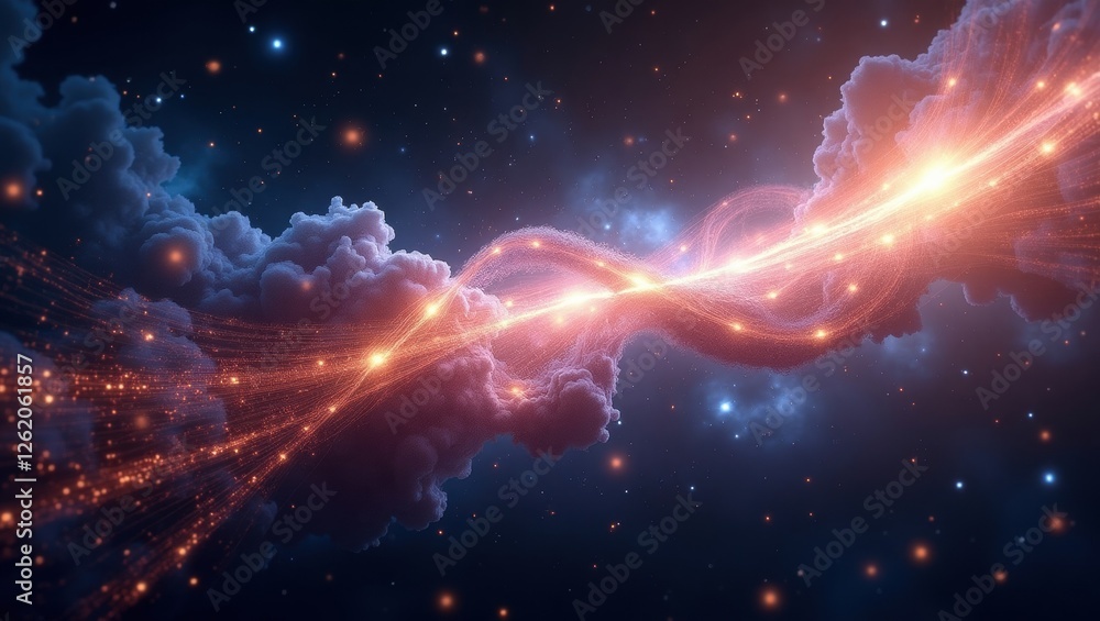 Aufkleber exploration of quantum gravity and string theory concepts through abstract cosmic visualization in a