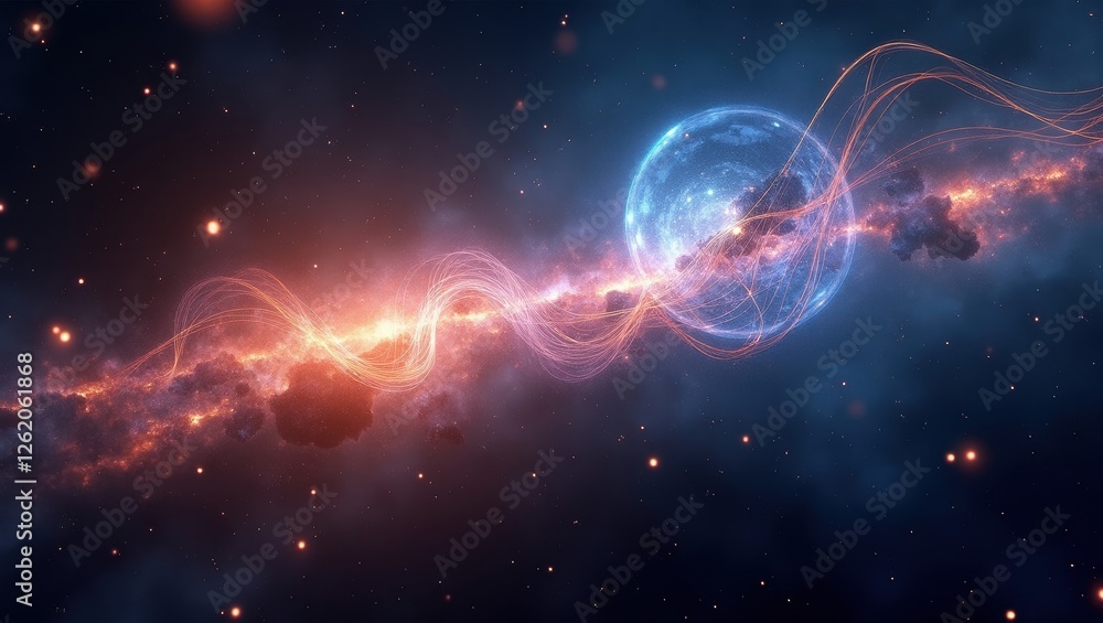 Poster concepts of quantum gravity and string theory explored through cosmic visuals of the universe intert