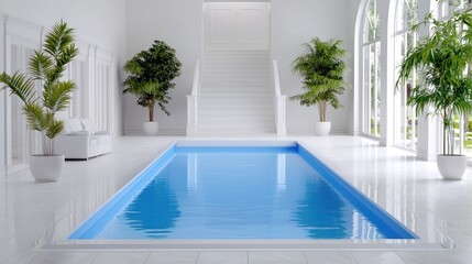 Indoor pool in a luxurious white house
