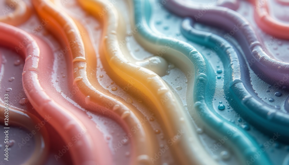 Aufkleber wavy colorful lines with water droplets create a shiny pattern