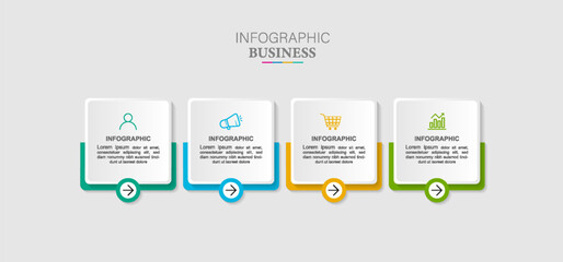 Business infographic marketing template with 4 steps.