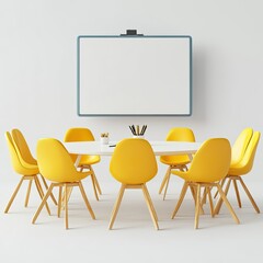 Modern Meeting Room with Blank Whiteboard