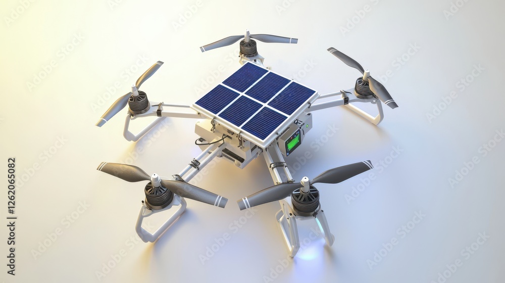 Poster minimalist 3d rendering of solar powered drone with lightweight design and advanced features
