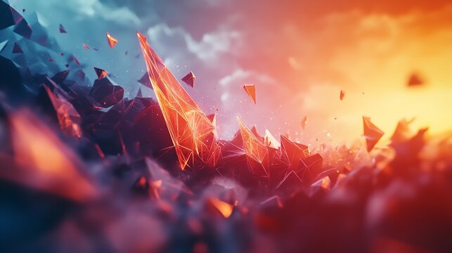 Website Header or Banner Design with Abstract Low Poly Background

