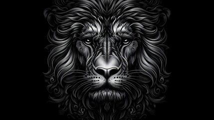 Obraz premium Bold Symmetrical Lion Head T-Shirt Design