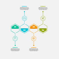 Vector hexagon infographic template with icons and 4 options