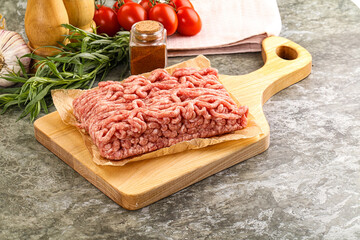 Raw uncooked red minced meat