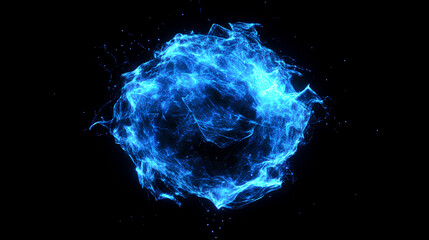 Abstract background of dark blue and light particles
