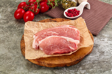 Raw pork steak for cooking