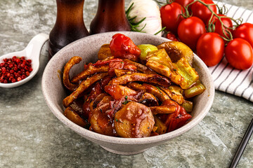 Asian cuisine pork in oyster sauce