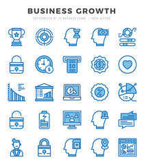 Business Growth Two Color icons collection. 25 icon set in a Two Color design.