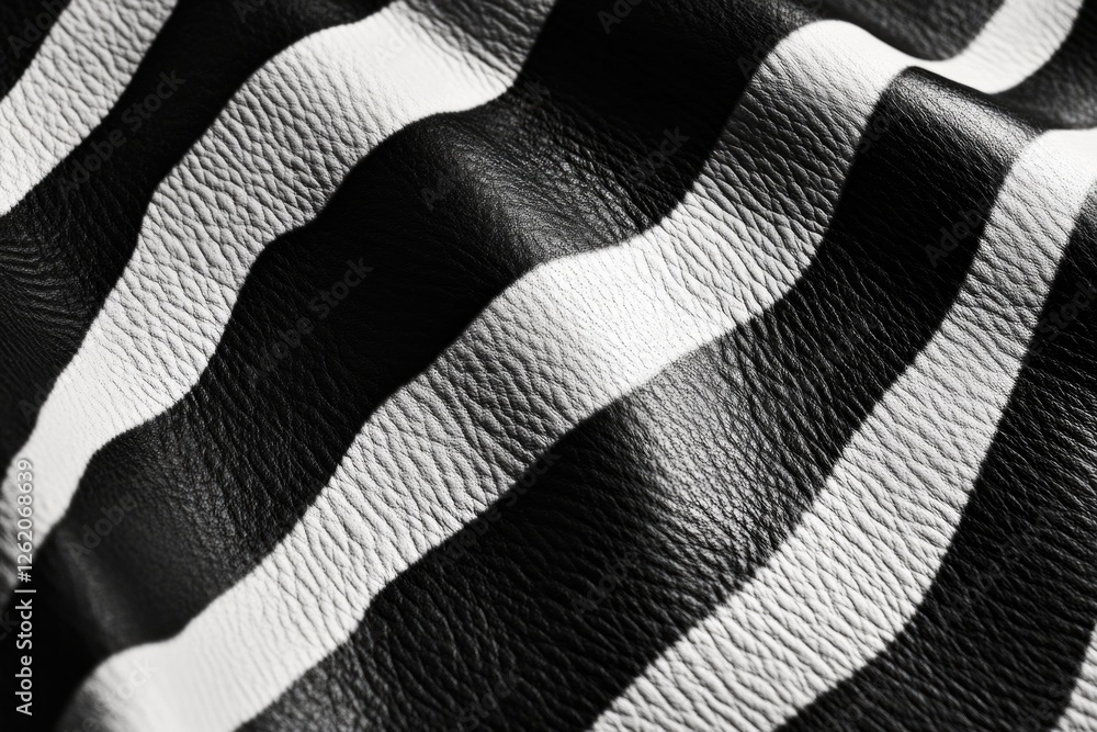 Poster close-up view of a leather fabric with zebra stripe pattern. textured surface is suitable for fashio