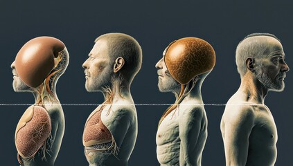 Educational diagram showing liver damage progression from fatty liver to advanced stages.