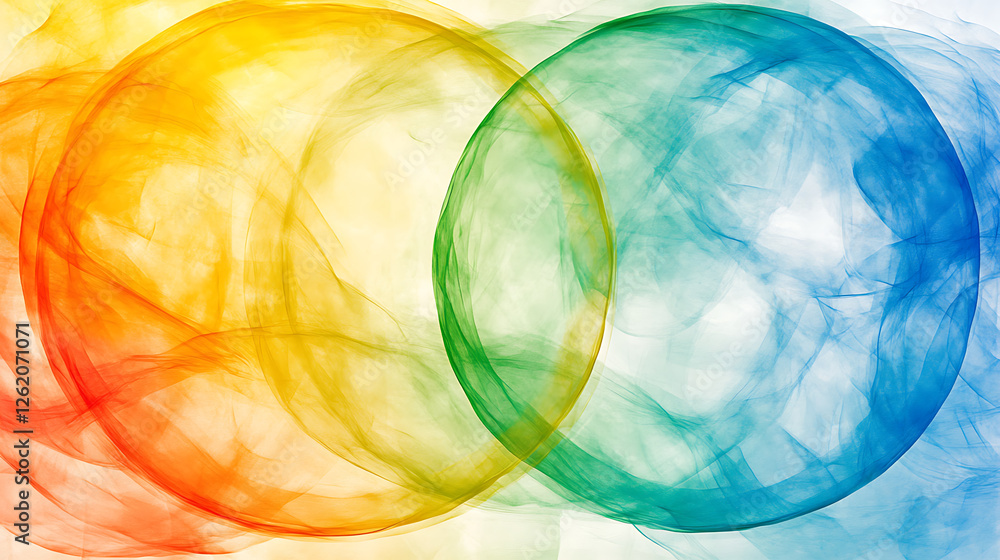 Poster abstract colorful overlapping circles design in smooth gradient color tones art