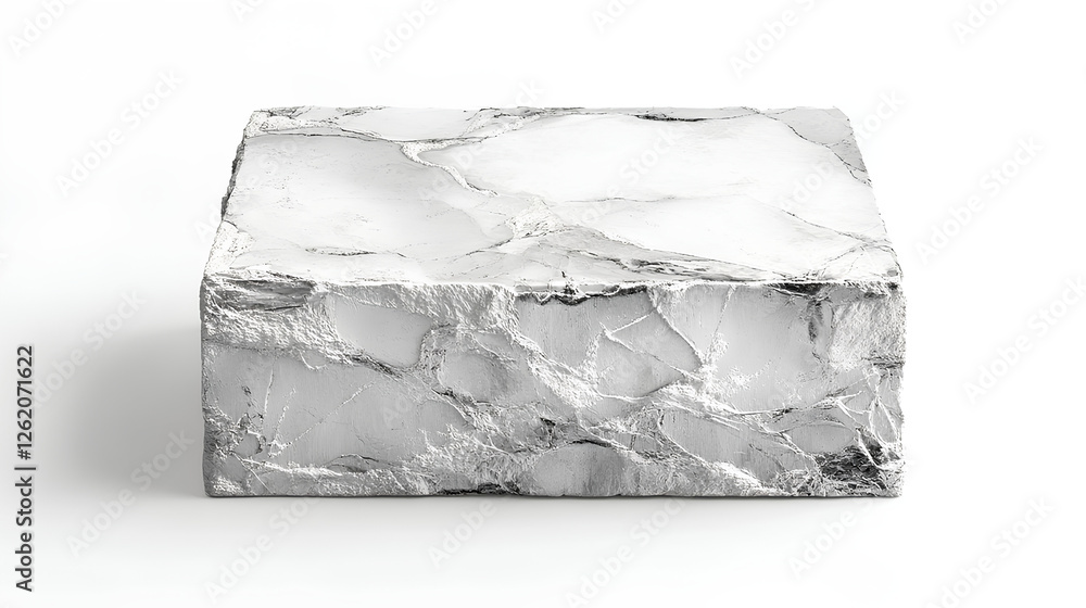 Poster square-shaped ice block featuring a cracked surface, showcasing a frosty and cool texture with intri