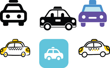 Taxi Icon Vector Art Illustration Bundle Image Set