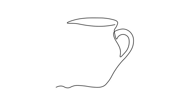 Abstract jug, pitcher for milk, water, juice, continuous single one line art hand drawing sketch logo