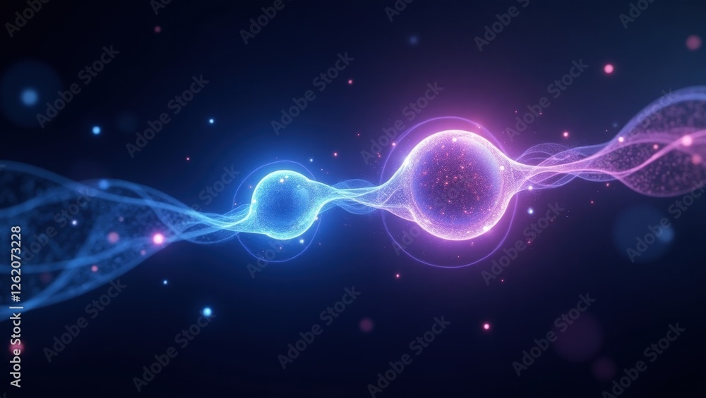 Aufkleber exploring quantum entanglement through vibrant representations of interconnected particles and energ