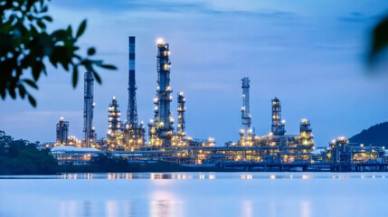 Fototapeta premium Refinery plant and river