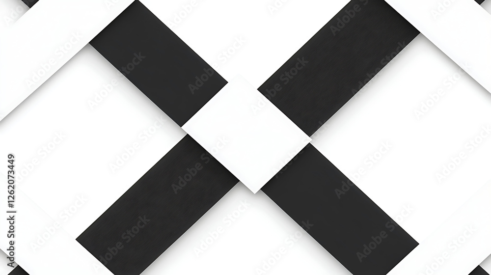 Poster abstract geometric interwoven bands of white and black creating diamond patterns and modern design
