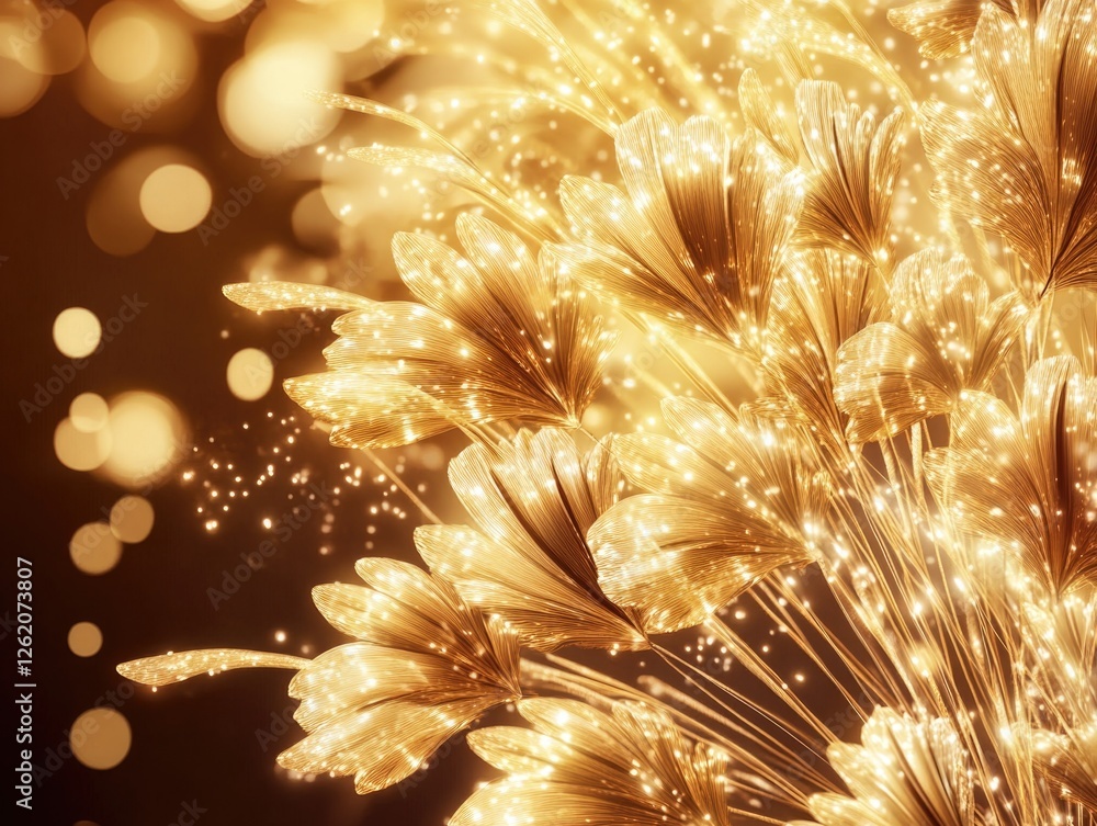 Poster lit up wheat with starburst bokeh effect, golden texture on grains.