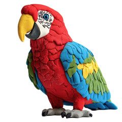 Fototapeta premium Colorful Parrot Figure Handmade of Playdough on Solid transparent background for Creative Art Projects