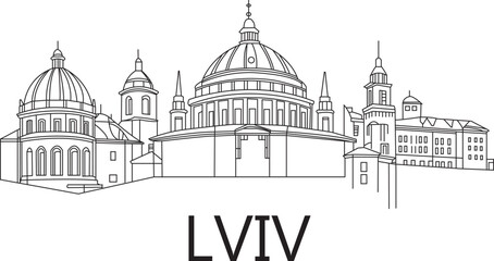 Obraz premium Lviv City Line Draw Simple Minimalist