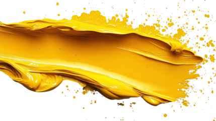 Brushstroke of Gold: A vibrant, textured brushstroke of gold paint explodes with energy against a clean backdrop, embodying creativity and artistic expression.