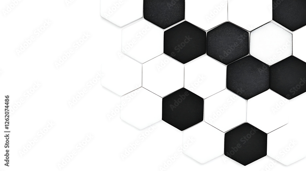 Poster abstract hexagon mosaic pattern black and white geometric design with interlocking shapes and tiles