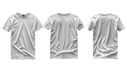 Blank Canvas T-Shirt Mockups: Front, side, and back views of a clean, customizable t-shirt, offering versatility for design showcasing.